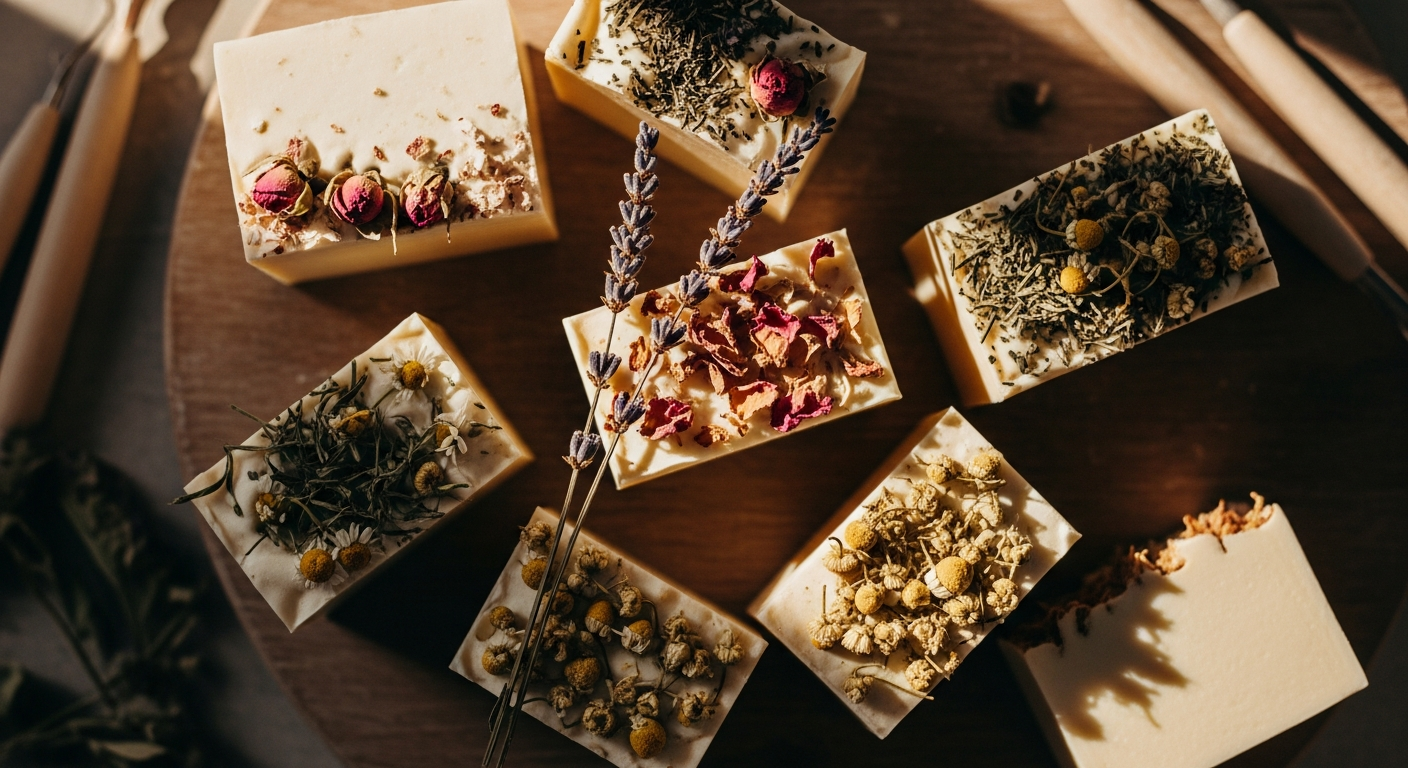 Натуральное мыло ручной работы с ботаникой